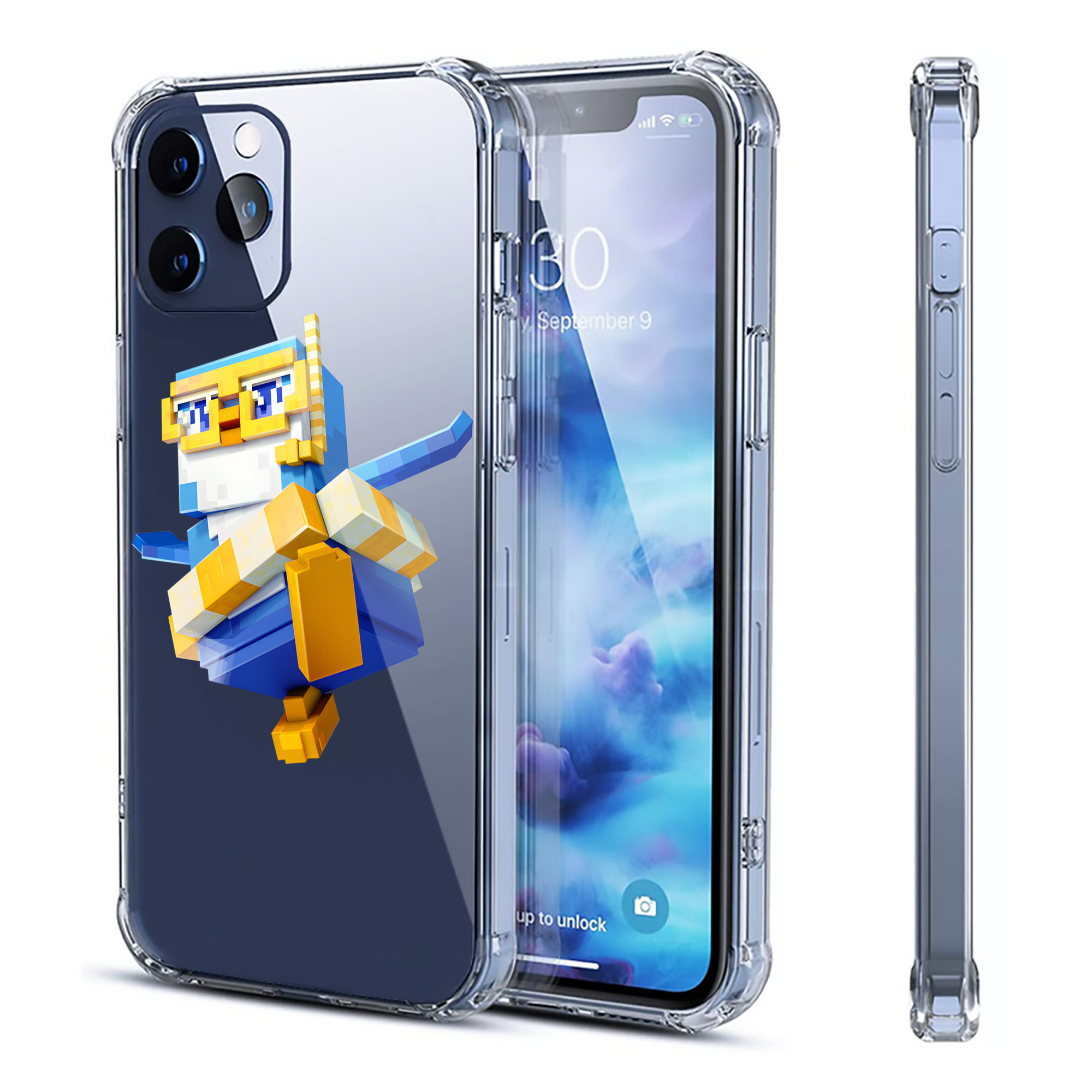 （画像用） マインクラフト ブロックの世界 Minecraft MC Block world 【iPhone 12シリーズ対応】透明スマホケース（クリアソフトケース）